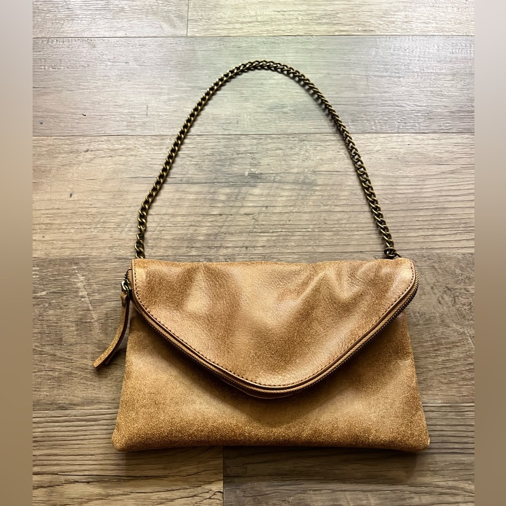 J Crew Convertible Leather Evening Shoulder Bag/Clutch EUC